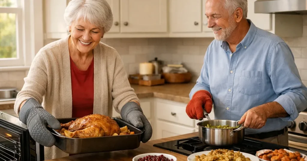 Easy-Grip Oven Mitts for Older Cooks Preparing Holiday Meals